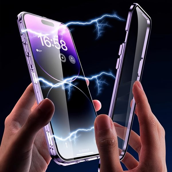 [Magnetic Privacy Case] Magnetic Privacy Protection Case for Iphone 16/15/14/13/12 Pro Max Plus Series, with Anti-Peep Screen and Two-In-One Design, Full Metal Frame - Image 5