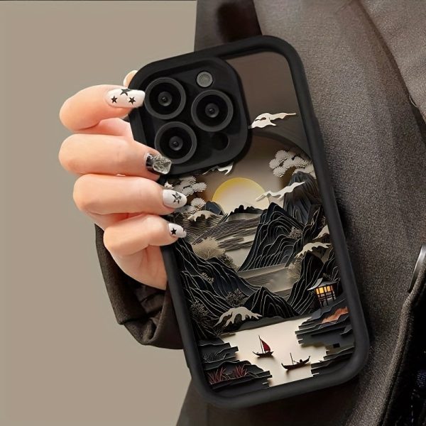 Full Coverage Case in Black TPU for iPhone 16, 15, 14, 13, 12, 11, XR, Pro, Plus and Pro Max series, Designed for Landscapes - Image 2