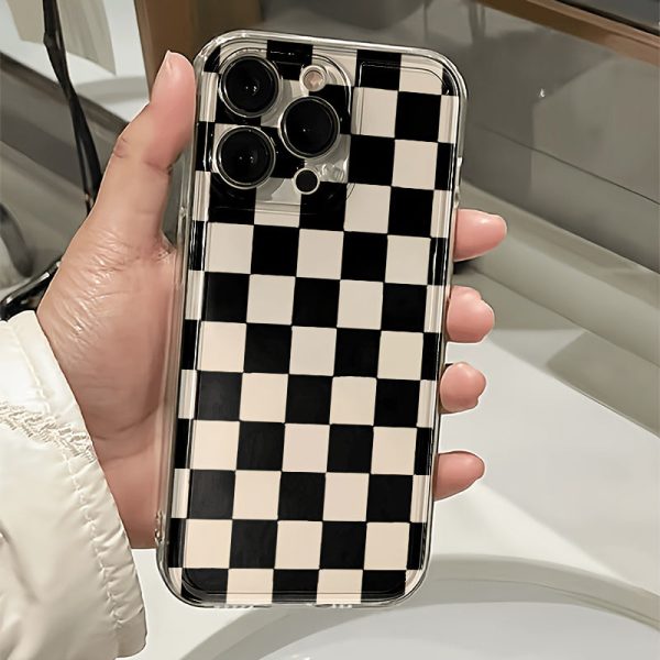 A Fashionable Black Grid Transparent TPU Full-Body Shock-Resistant Phone Cover, Suitable for Apple Iphone Models 16, 15, 14, 13, 12, 11, XR, Pro, Plus, And Pro Max. - Image 2