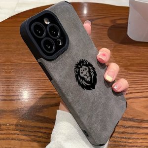 Cartoon Lion Head Pattern Mobile Phone Case Suitable for iPhone 16 15 14 13 12ProMAX Soft Edge 11 Anti-Fall Protective Case, Suitable as a Valentine's Day Gift for Boyfriend or Girlfriend