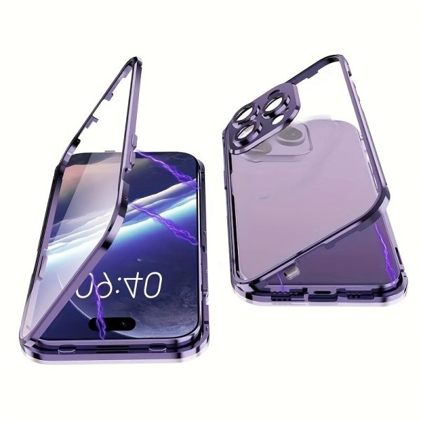 Privacy Screen Magnetic Phone Case for iPhone 16/15/14/13/12 Pro Max PLUS - Transparent Back, Metal Frame, Dual-Sided Privacy Tempered Glass, Anti-Peep - Image 7