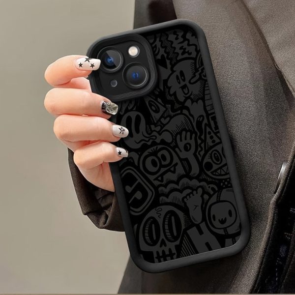 Cool Black Graffiti Phone Case Is Suitable for Iphone 15/ 15Plus/ 15Pro/ 15Promax, Iphone 14/ 14Plus/ 14Pro/ 14Promax, Iphone 13/ 13Pro/ 13Promax, Iphone 12/ 12Pro/ 12Promax, Hone 11/ 11Pro/ 11Proamx, Iphone 7/ 8Plus, Iphone Xr/ Xsmax. - Image 4