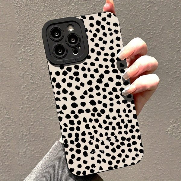 A Custom Full Cover TPU Case with a Black Polka Dot Design for Iphone Models 16, 15, 14, 13, 12, 11 Pro Max, And Xs. - Image 3