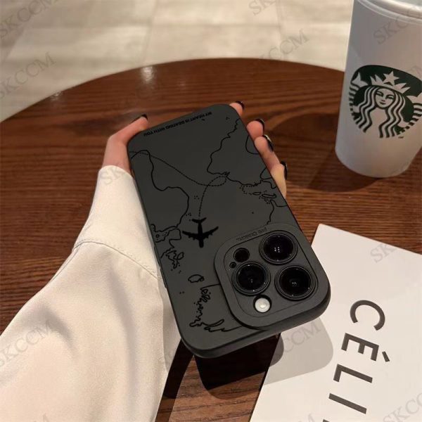 1pc Phone Case with Angel Black Eye Airplane Route Pattern for iPhone 16 15 14 13 12 11 Pro Max 12 Mini 7 8 Plus X XR XS Max Matte Protective Case - Image 6