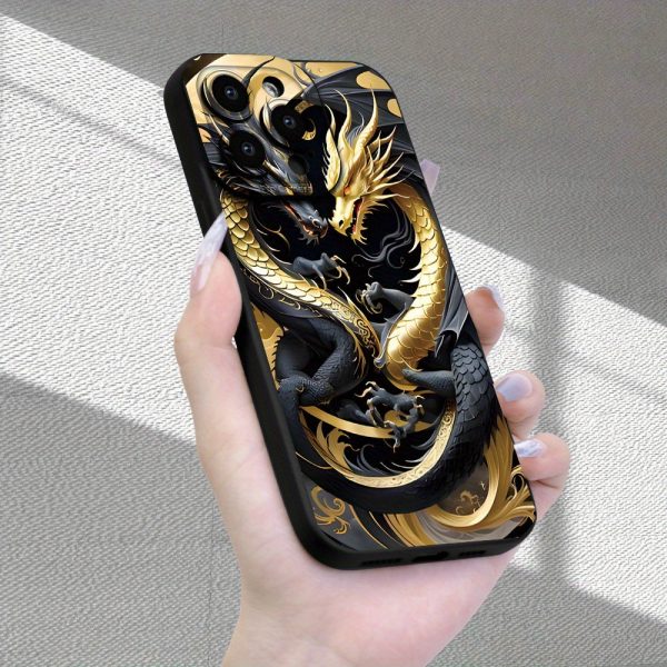 New design hot-selling phone case, Chinese dragon pattern, advanced matte feel, full lens protection, shockproof, anti-drop, anti-fingerprint phone case, suitable for iPhone 16/15/14/13/12/11/X/XR/XS/8/7/SE Mini Plus Pro Max series, can be used as a gift - Image 4