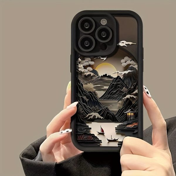 Full Coverage Case in Black TPU for iPhone 16, 15, 14, 13, 12, 11, XR, Pro, Plus and Pro Max series, Designed for Landscapes - Image 3