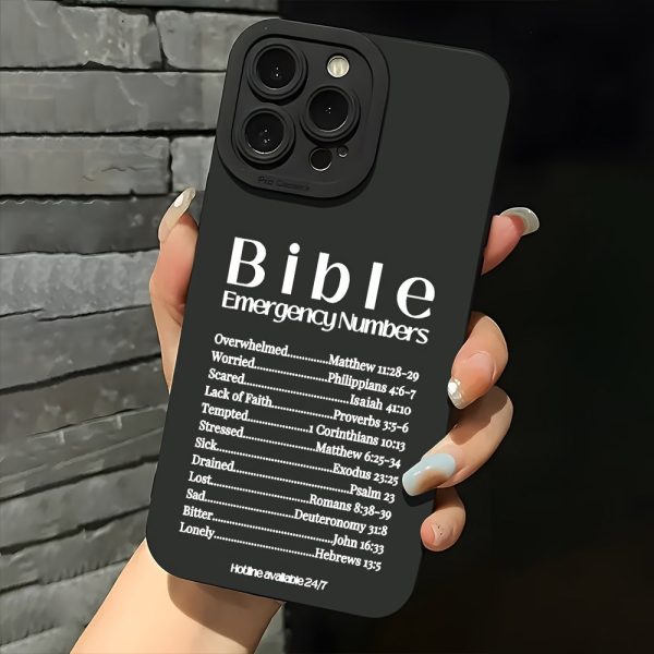 Christian Phone Case with Bible Emergency Number for iPhone 16, 11, 15, 14, 13, 12 Pro Max, XR Plus, Black Aesthetic Phone Case for Birthday, Christmas, Christian Gifts for Women and Men - Image 2