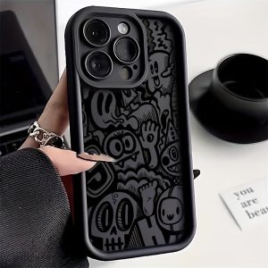 Cool Black Graffiti Phone Case Is Suitable for Iphone 15/ 15Plus/ 15Pro/ 15Promax, Iphone 14/ 14Plus/ 14Pro/ 14Promax, Iphone 13/ 13Pro/ 13Promax, Iphone 12/ 12Pro/ 12Promax, Hone 11/ 11Pro/ 11Proamx, Iphone 7/ 8Plus, Iphone Xr/ Xsmax.