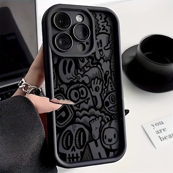 Cool Black Graffiti Phone Case Is Suitable for Iphone 15/ 15Plus/ 15Pro/ 15Promax, Iphone 14/ 14Plus/ 14Pro/ 14Promax, Iphone 13/ 13Pro/ 13Promax, Iphone 12/ 12Pro/ 12Promax, Hone 11/ 11Pro/ 11Proamx, Iphone 7/ 8Plus, Iphone Xr/ Xsmax.