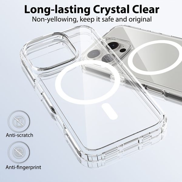 Case for Iphone 16 Pro Max/Iphone 15 Plus, Works with Magsafe, Offers Shockproof Protection, Anti-Yellowing Features, Compatible with Iphone 14, Classic Hybrid Design, Clear Acrylic Magnetic Case. - Image 3