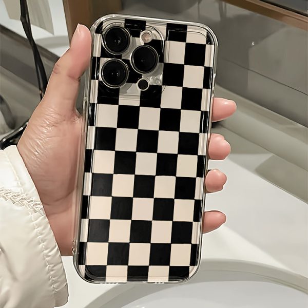Stylish Black Grid Transparent TPU Full-Body Shockproof Phone Case, Compatible with Apple iPhone Models 16, 15, 14, 13, 12, 11, XR, Pro, Plus, And Pro Max - Image 4
