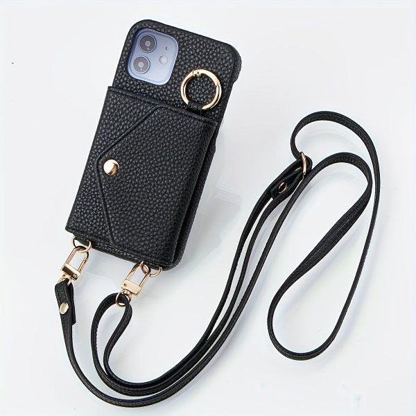 Synthetic Faux Leather Phone Case for Iphone 15, 14 Plus, 13, 12, And 11 Pro Max, Featuring a Long Lanyard Crossbody Bag, Shock-Absorbing Cover, And Mirror. - Image 9