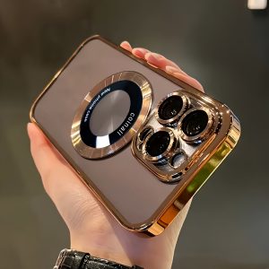 New Luxury Transparent Magnetic Wireless Charging Phone Case for Iphone 16/15/14/13/12/11 Pro Max Plus with Lens Protector Shockproof TPU Clear Cover