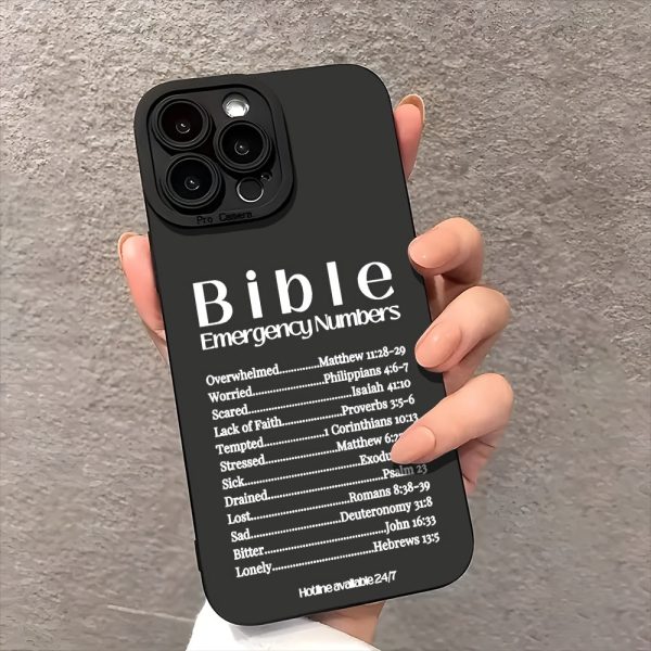 Christian Phone Case with Bible Emergency Number for iPhone 16, 11, 15, 14, 13, 12 Pro Max, XR Plus, Black Aesthetic Phone Case for Birthday, Christmas, Christian Gifts for Women and Men - Image 4
