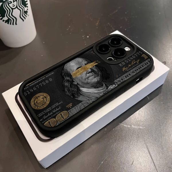 New Black Silicone Phone Case with Dollar Pattern, David, Trend, Ins Style, Shock Absorption, Non-slip, Lightweight, New Fashion Design, Unisex Premium Protective Hard Case for Iphone16 for Iphone16Promax for Iphone15 Pro for Iphone14 Plus for Iphone13 12 - Image 2