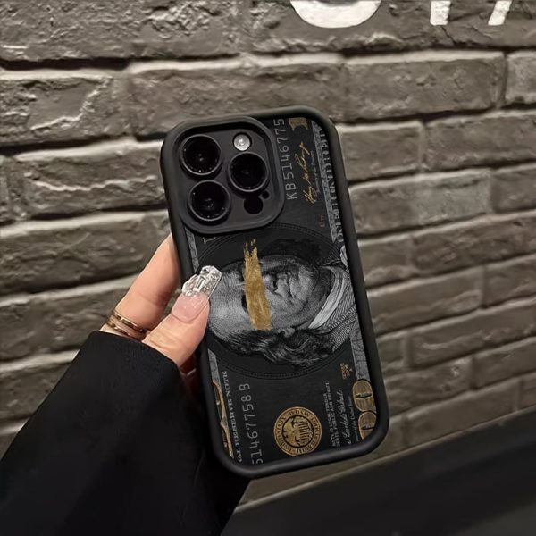 New Black Silicone Phone Case with Dollar Pattern, David, Trend, Ins Style, Shock Absorption, Non-slip, Lightweight, New Fashion Design, Unisex Premium Protective Hard Case for Iphone16 for Iphone16Promax for Iphone15 Pro for Iphone14 Plus for Iphone13 12 - Image 5