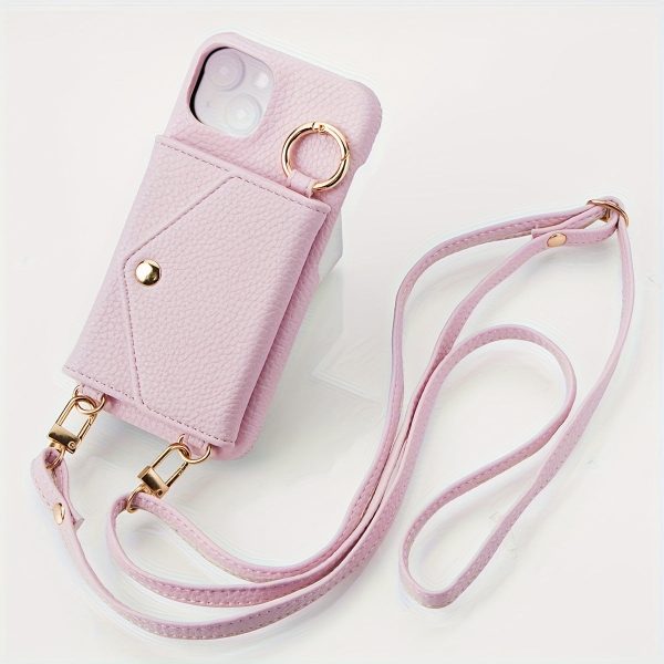 Synthetic Faux Leather Phone Case for Iphone 15, 14 Plus, 13, 12, And 11 Pro Max, Featuring a Long Lanyard Crossbody Bag, Shock-Absorbing Cover, And Mirror. - Image 8