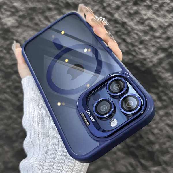 New Metal Window Bracket High-quality Transparent Magnetic Wireless Charging Phone Case, Suitable for iPhone 16/15/14/13/12 with Lens Film Included - Image 2