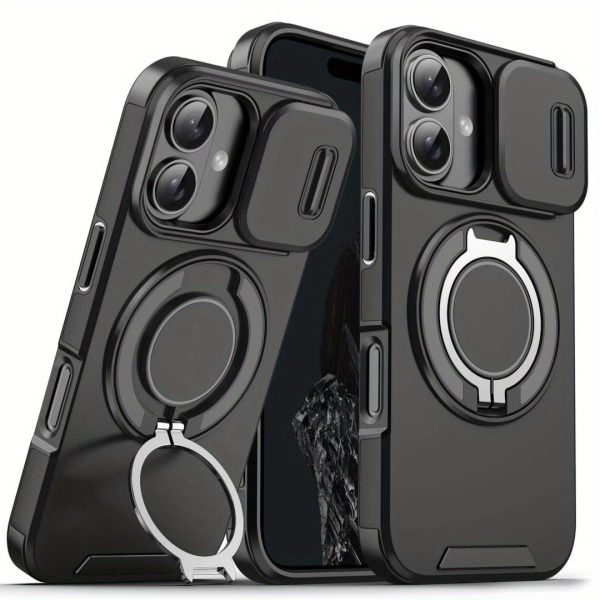[Magnetic] [Full Camera Protection] Shockproof Phone Case for iPhone 16/ 15/ 14/ 13/ 12/ 11 Plus/ Pro/ Pro Max/PM with Sliding Camera Cover/ 360° Rotating Ring Bracket - Image 5
