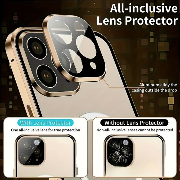 Privacy Screen Magnetic Phone Case for iPhone 16/15/14/13/12 Pro Max PLUS - Transparent Back, Metal Frame, Dual-Sided Privacy Tempered Glass, Anti-Peep - Image 3
