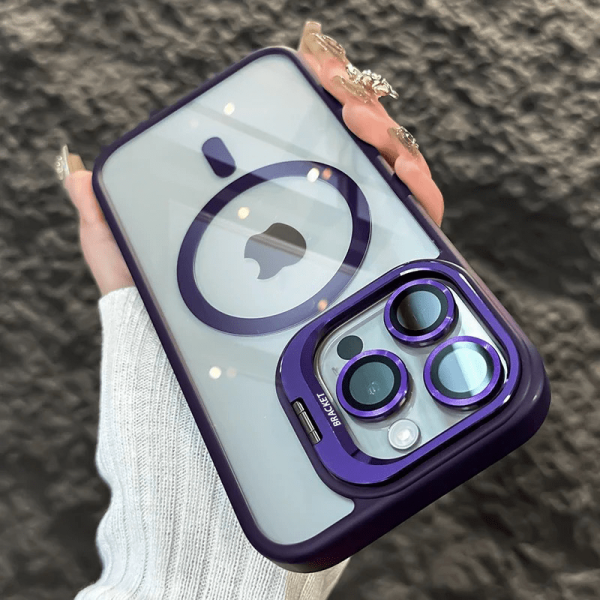 New Metal Window Bracket High-quality Transparent Magnetic Wireless Charging Phone Case, Suitable for iPhone 16/15/14/13/12 with Lens Film Included - Image 7