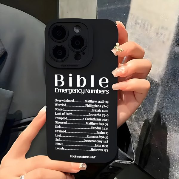 Christian Phone Case with Bible Emergency Number for iPhone 16, 11, 15, 14, 13, 12 Pro Max, XR Plus, Black Aesthetic Phone Case for Birthday, Christmas, Christian Gifts for Women and Men - Image 6