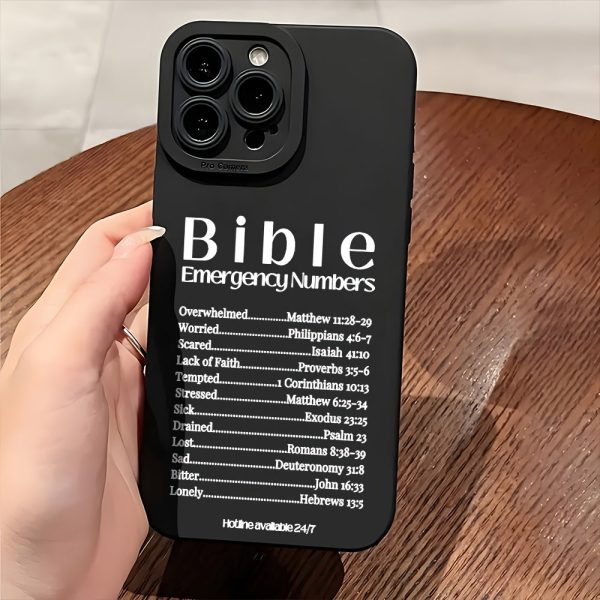 Christian Phone Case with Bible Emergency Number for iPhone 16, 11, 15, 14, 13, 12 Pro Max, XR Plus, Black Aesthetic Phone Case for Birthday, Christmas, Christian Gifts for Women and Men - Image 3