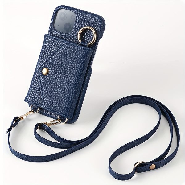 Synthetic Faux Leather Phone Case for Iphone 15, 14 Plus, 13, 12, And 11 Pro Max, Featuring a Long Lanyard Crossbody Bag, Shock-Absorbing Cover, And Mirror. - Image 4
