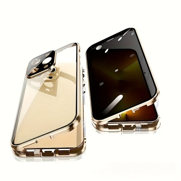 Privacy Screen Magnetic Phone Case for iPhone 16/15/14/13/12 Pro Max PLUS - Transparent Back, Metal Frame, Dual-Sided Privacy Tempered Glass, Anti-Peep - Image 8