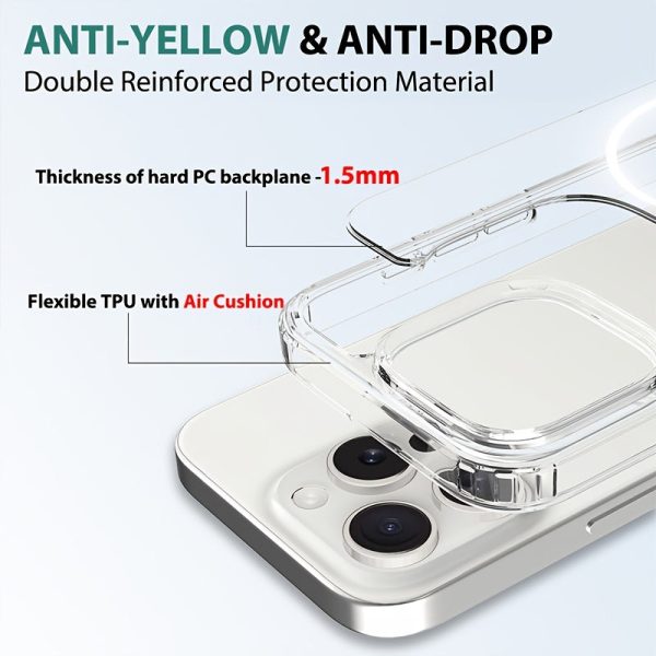 Case for Iphone 16 Pro Max/Iphone 15 Plus, Works with Magsafe, Offers Shockproof Protection, Anti-Yellowing Features, Compatible with Iphone 14, Classic Hybrid Design, Clear Acrylic Magnetic Case. - Image 5