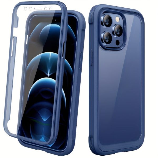 360 Degree Rugged SOLIGU Phone Case with Integrated Touch-Sensitive Anti-Scratch Screen Guard for iPhone 15 14 13 12 11/ Plus/ Pro/ Pro Max, Blue - Image 3