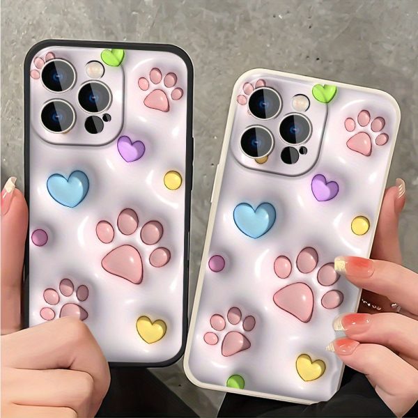 Adorable Heart-Shaped Decoration with Pink Claws, Designed Specifically for Iphone 16, 11, 15, 14, 13, 12 Pro Max, And XR Plus. A Stylish Black And White Phone Case, Perfect As a Trendy Gift for Teenagers. - Image 5