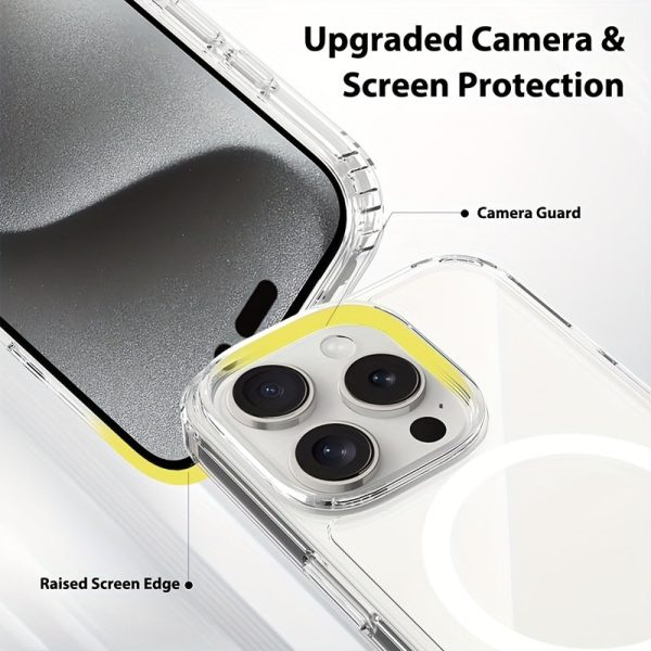Case for Iphone 16 Pro Max/Iphone 15 Plus, Works with Magsafe, Offers Shockproof Protection, Anti-Yellowing Features, Compatible with Iphone 14, Classic Hybrid Design, Clear Acrylic Magnetic Case. - Image 4