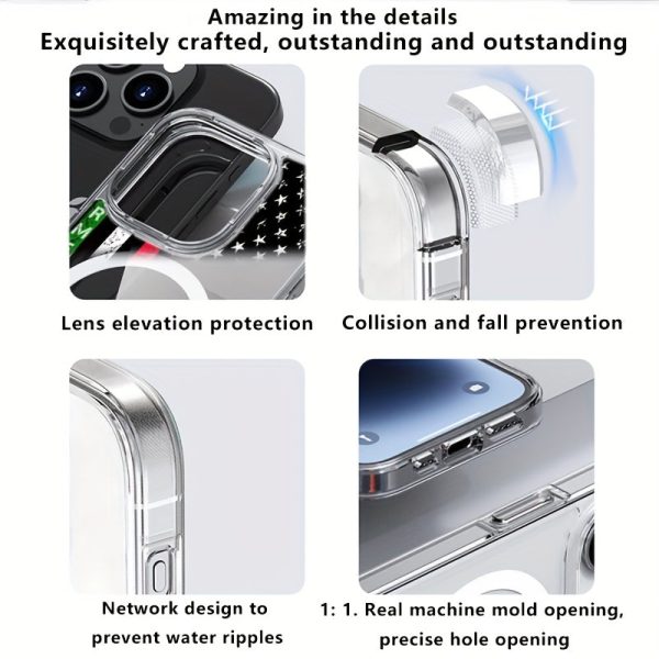 This magnetic phone case with an American flag is suitable for iPhone 16, 16 Pro, 16 Pro Max, 15 Plus, 14, 13, 12, 11 X, XS and Max Max models. It showcases a unique flag design and includes a comprehensive drop-proof shell as well as a new protective cas - Image 5