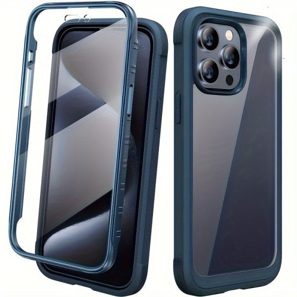360 Degree Rugged SOLIGU Phone Case with Integrated Touch-Sensitive Anti-Scratch Screen Guard for iPhone 15 14 13 12 11/ Plus/ Pro/ Pro Max, Blue - Image 25