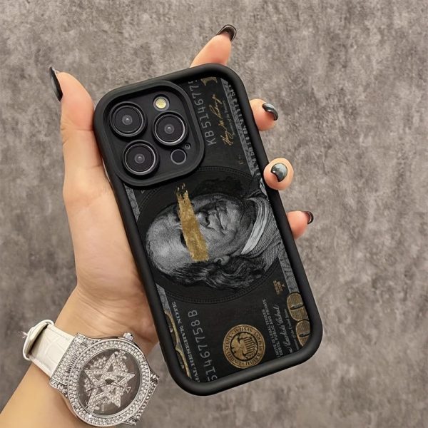 New Black Silicone Phone Case with Dollar Pattern, David, Trend, Ins Style, Shock Absorption, Non-slip, Lightweight, New Fashion Design, Unisex Premium Protective Hard Case for Iphone16 for Iphone16Promax for Iphone15 Pro for Iphone14 Plus for Iphone13 12 - Image 3