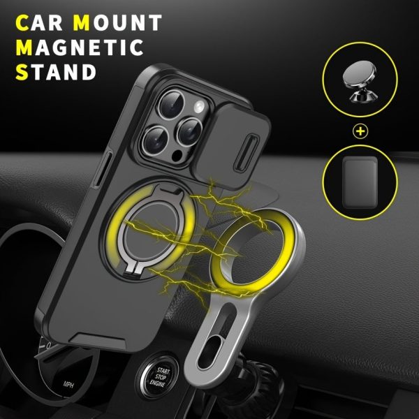 [Magnetic] [Full Camera Protection] Shockproof Phone Case for iPhone 16/ 15/ 14/ 13/ 12/ 11 Plus/ Pro/ Pro Max/PM with Sliding Camera Cover/ 360° Rotating Ring Bracket - Image 6