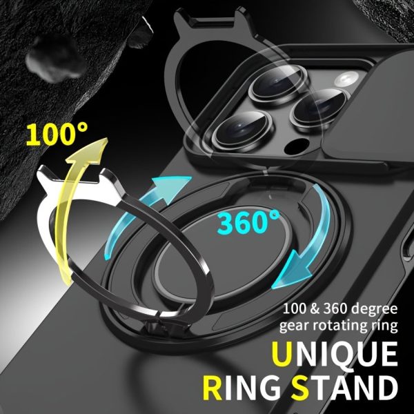 [Magnetic] [Full Camera Protection] Shockproof Phone Case for iPhone 16/ 15/ 14/ 13/ 12/ 11 Plus/ Pro/ Pro Max/PM with Sliding Camera Cover/ 360° Rotating Ring Bracket - Image 4