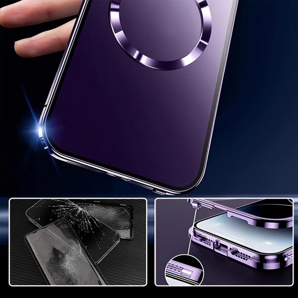 [Magnetic Privacy Case] Magnetic Privacy Protection Case for Iphone 16/15/14/13/12 Pro Max Plus Series, with Anti-Peep Screen and Two-In-One Design, Full Metal Frame