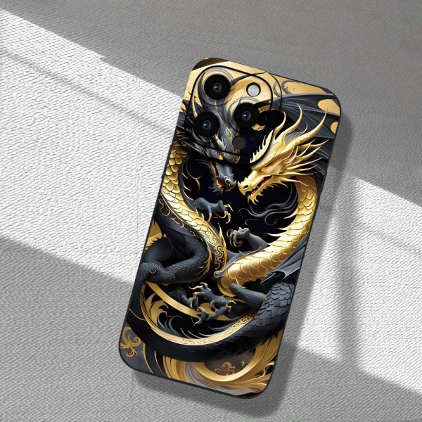 New design hot-selling phone case, Chinese dragon pattern, advanced matte feel, full lens protection, shockproof, anti-drop, anti-fingerprint phone case, suitable for iPhone 16/15/14/13/12/11/X/XR/XS/8/7/SE Mini Plus Pro Max series, can be used as a gift - Image 5