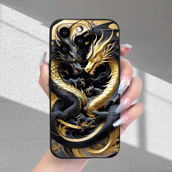 New design hot-selling phone case, Chinese dragon pattern, advanced matte feel, full lens protection, shockproof, anti-drop, anti-fingerprint phone case, suitable for iPhone 16/15/14/13/12/11/X/XR/XS/8/7/SE Mini Plus Pro Max series, can be used as a gift - Image 2