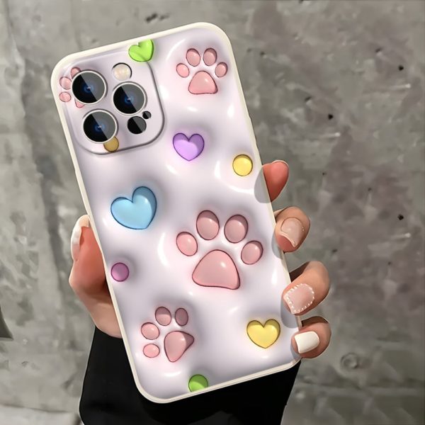 Adorable Heart-Shaped Decoration with Pink Claws, Designed Specifically for Iphone 16, 11, 15, 14, 13, 12 Pro Max, And XR Plus. A Stylish Black And White Phone Case, Perfect As a Trendy Gift for Teenagers. - Image 6